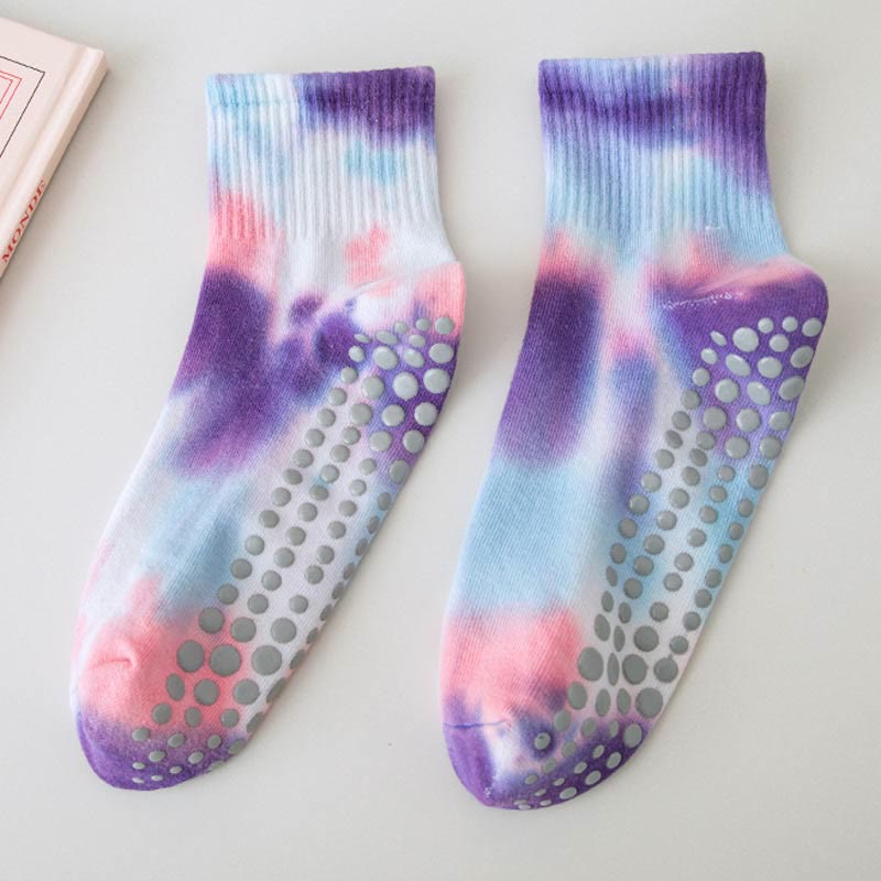 Olivenorma Tie-Dye Grip Workout Yoga Crew Socks