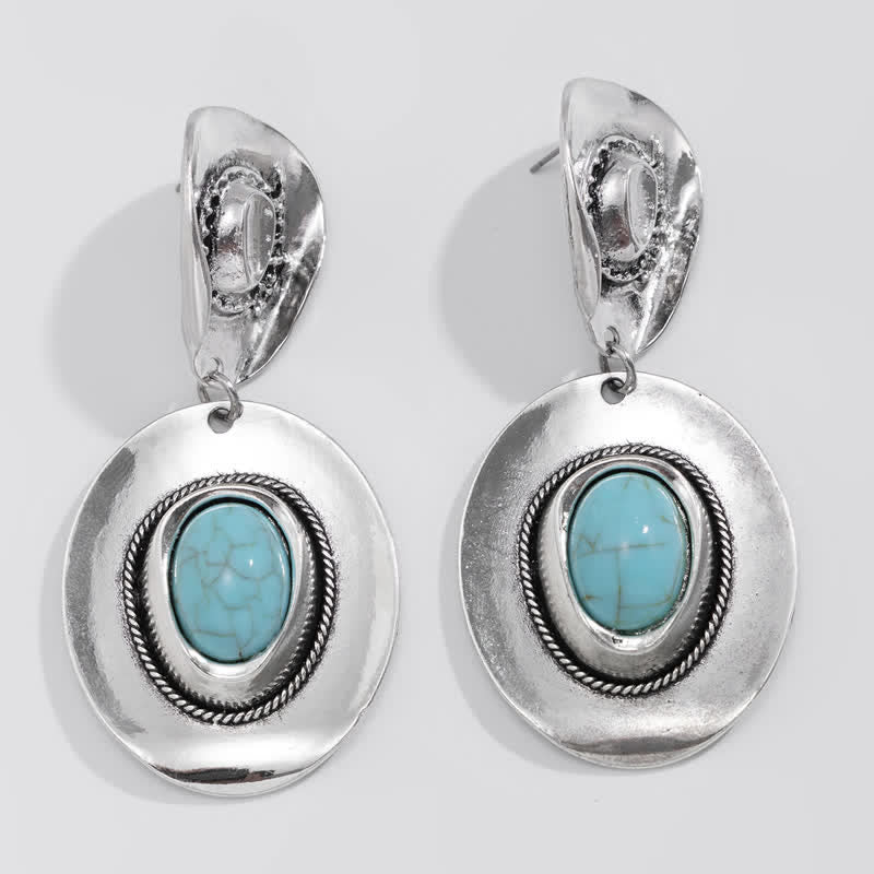 Olivenorma Natural Turquoise Exaggerated Pendant Earrings Necklace