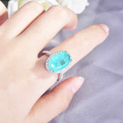 Olivenorma Large Oval Paraiba Tourmaline Adjustable Engagement Ring