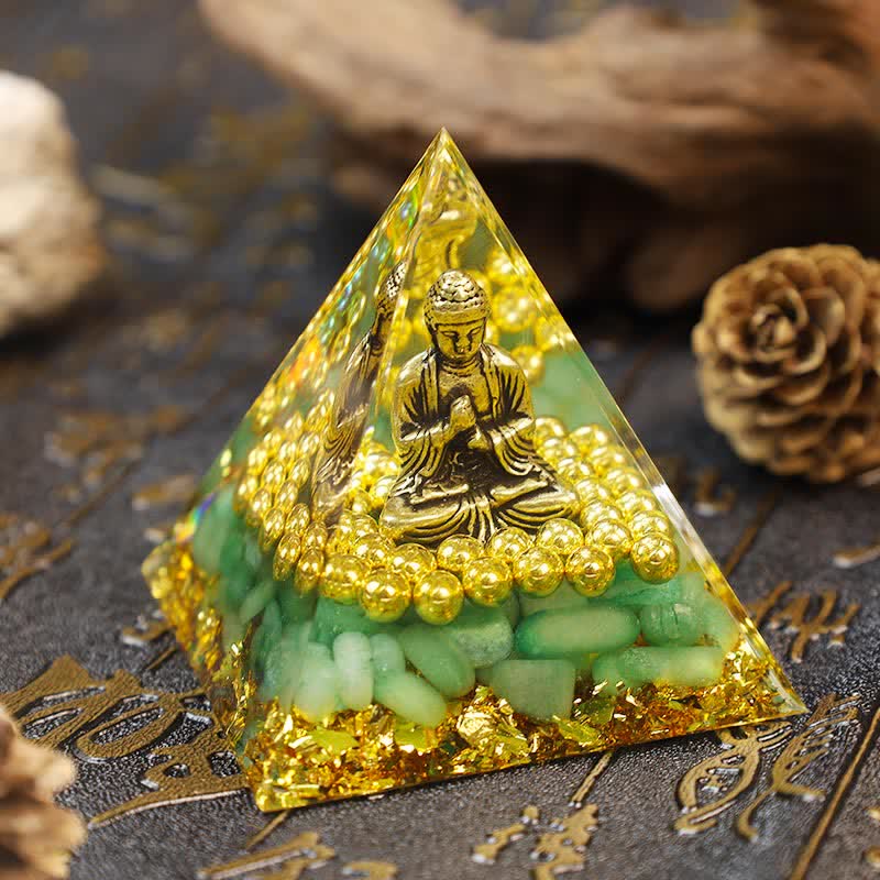 Olivenorma Green Aventurine With Buddha Orgone Pyramid