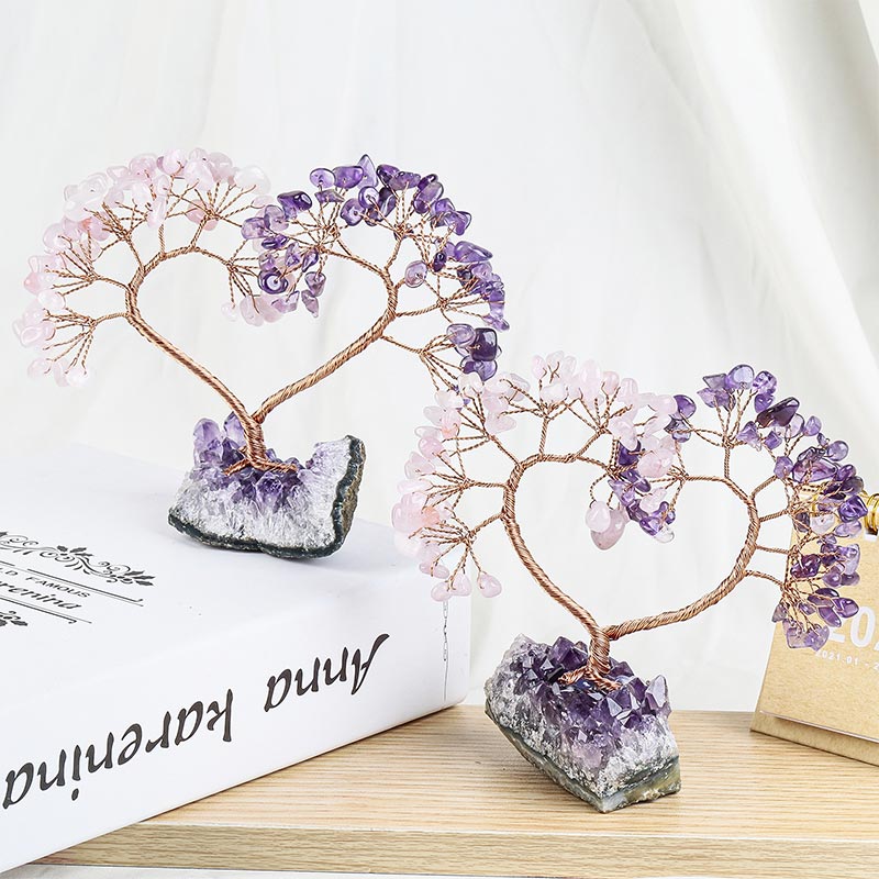 Natural Crystal Stone Love Feng Shui Tree