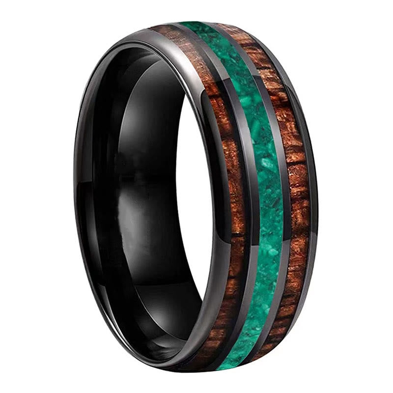 Olivenorma“Strong Shield” - Malachite With Tungsten Steel Ring