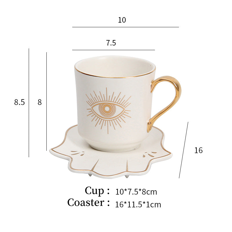 Olivenorma Hamsa Evil Eye Tea Cup Saucer Set Coaster