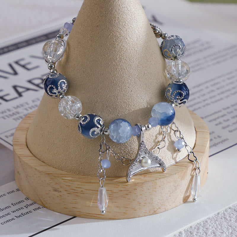 Olivenorma Blue And White Contrasting Glass Crystal Bracelet