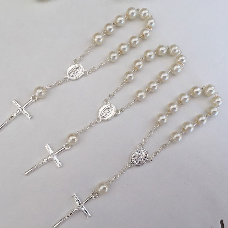 Olivenorma Pearl Cross Virgin Mary Rosary Bracelet