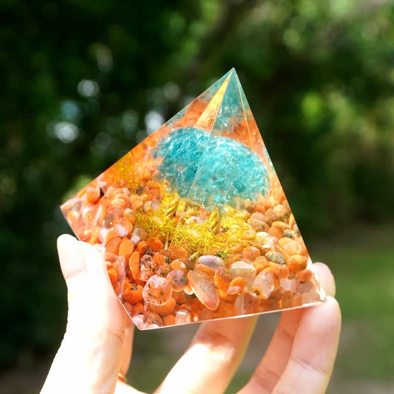 Olivenorma Blue Quartz Red Agate Tree Of Life Orgone Pyramid