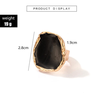 Olivenorma Exaggerated Irregular Gold Edged Resin Glue Adjustable Ring