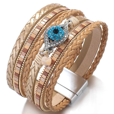 Olivenorma White Zircon Paraiba Tourmaline Evil Eye Bracelet