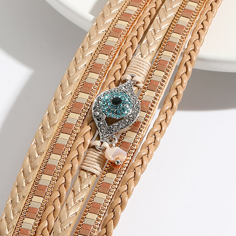 Olivenorma White Zircon Paraiba Tourmaline Evil Eye Bracelet