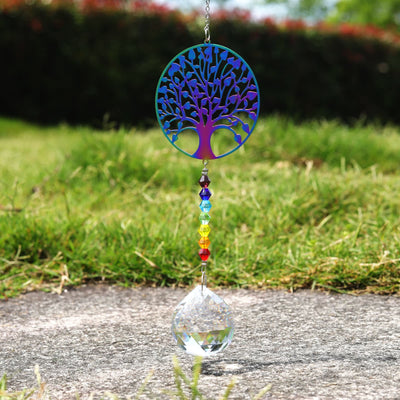 Olivenorma Clear Crystal Hanging Chakra Beads Wind Chime Suncatcher