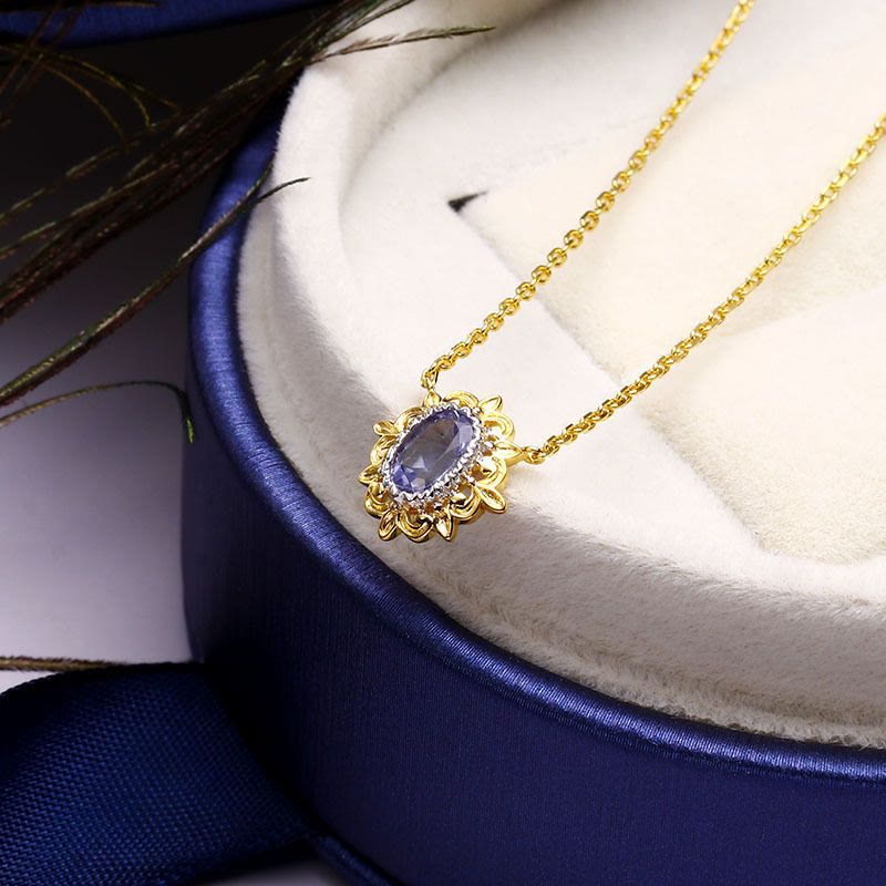 Olivenorma Sapphire European Style Retro Simple Pendant Necklace