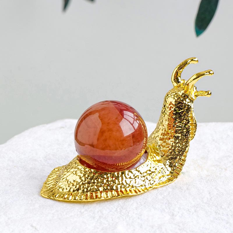 Olivenorma Natural Crystal Ball Holder Small Snail Gemstone Decoration