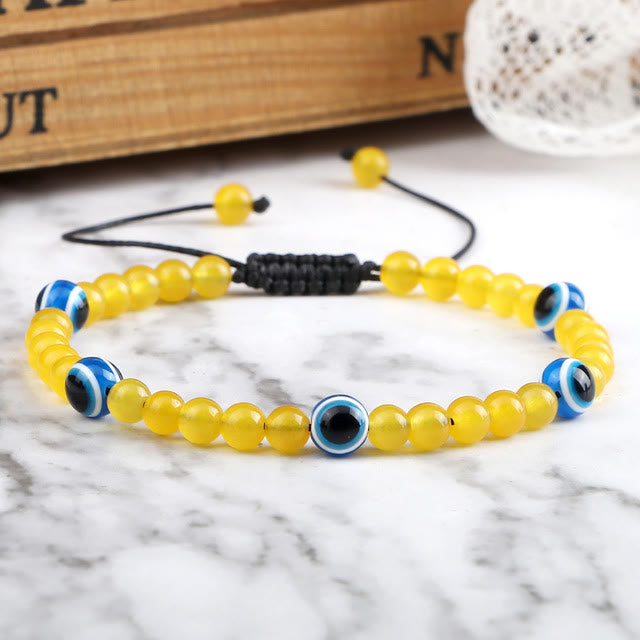 Olivenorma Tiger Eye Evil Eye Beaded Bracelet