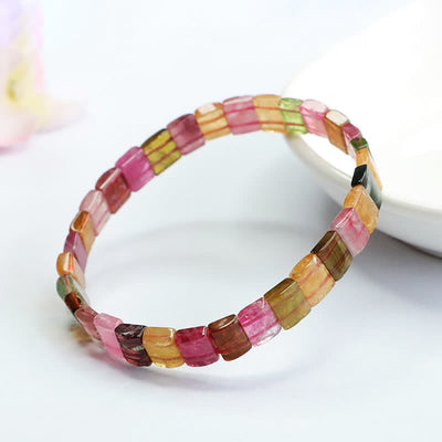 Olivenorma Natural Tourmaline Square Beads Beaded Bracelet