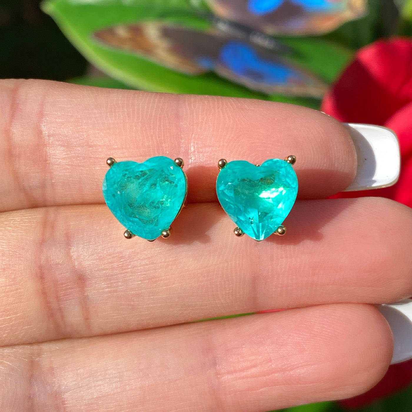 Olivenorma Heart Shape Paraiba Tourmaline Necklace Earrings