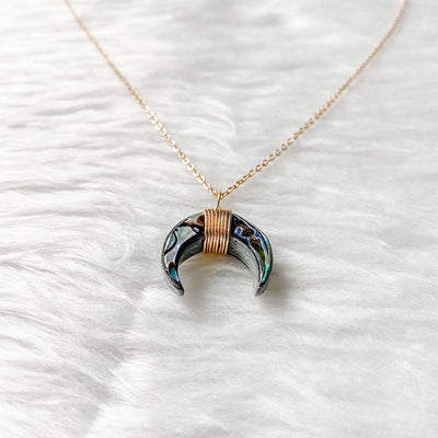 Olivenorma Gemstone Crescent Moon Necklace