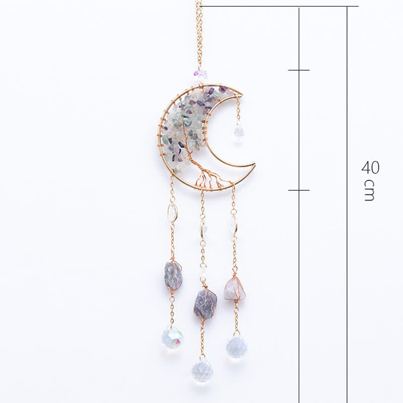 Olivenorma Fluorite Moon Pendant Suncatcher Wind Chime