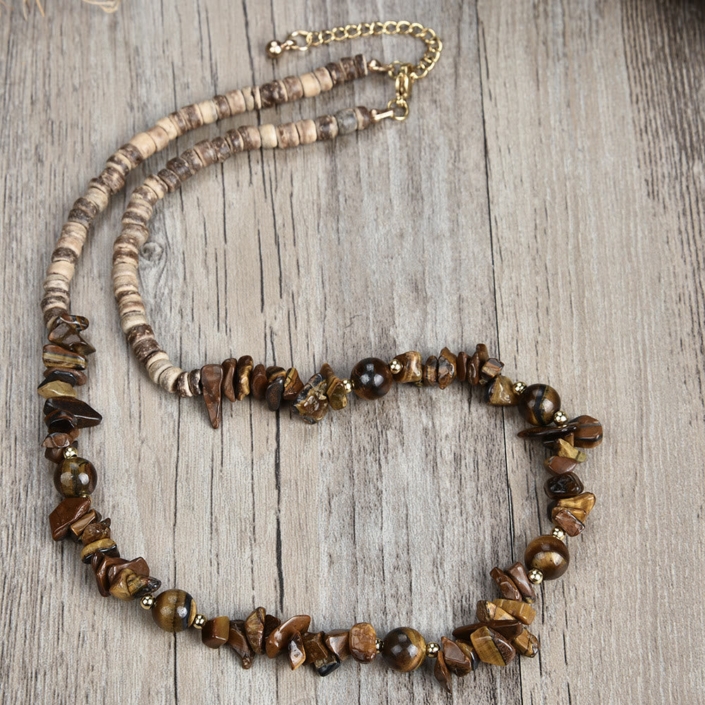 Olivenorma Natural Stone Beaded Ball Pendant Necklace