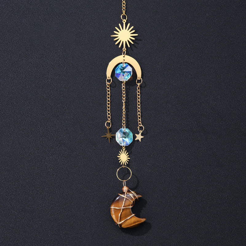 Sun And Moon Crystal Handmade Gemstone Ornament