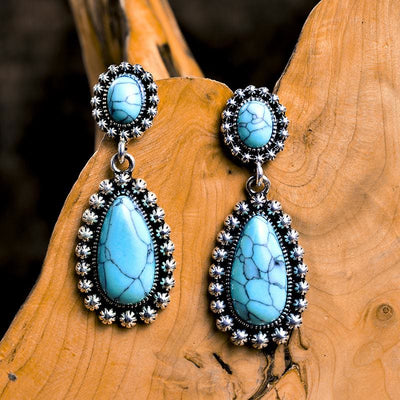 Olivenorma Teardrop Turquoise Silver Earrings