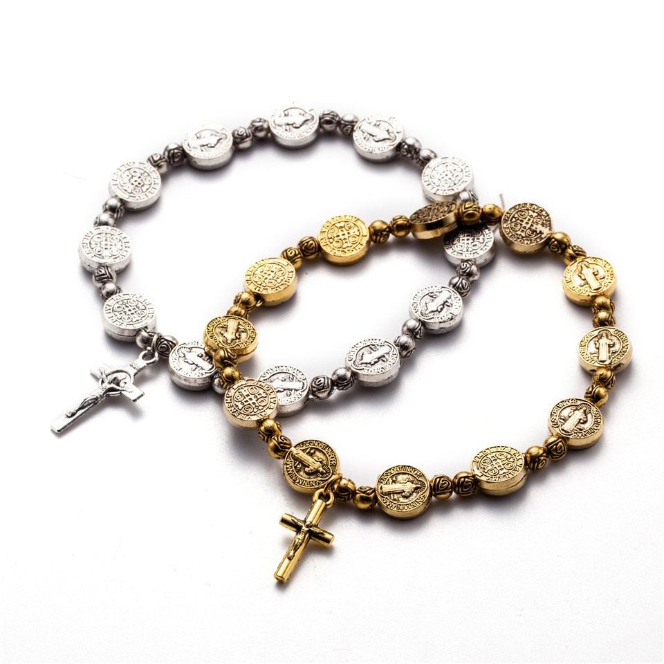 Olivenorma Golden Silver Colorm Jesus Christianity Cross Bracelet