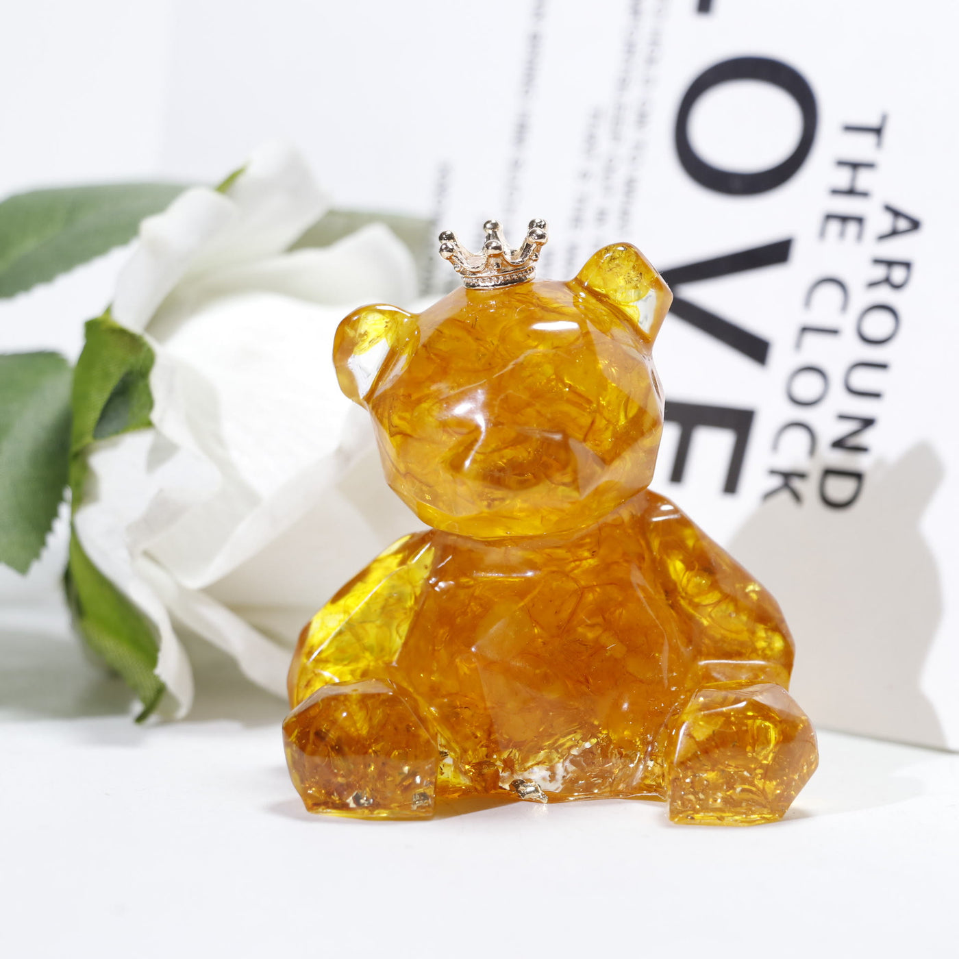 Olivenorma Crystal Gravel Resin Bear Ornament Gemstone Decoration