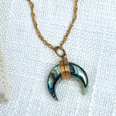 Olivenorma Gemstone Crescent Moon Necklace