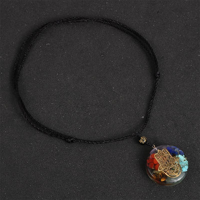 Olivenorma Chakras Natural Crystal Stone Evil Eye Symbol Necklace - image 4
