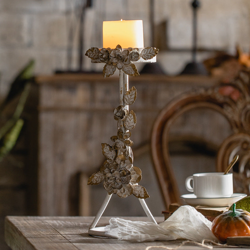 Olivenorma Retro Iron Antique Flower Decorative Candle Holder