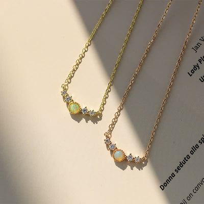 Olivenorma Opal White Zircon Long Pendant Necklace