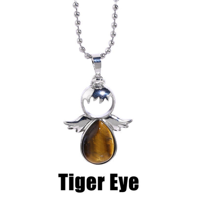 Olivenorma Tiger Eye Butterfly Kitten Angel Wings Pendant Necklace