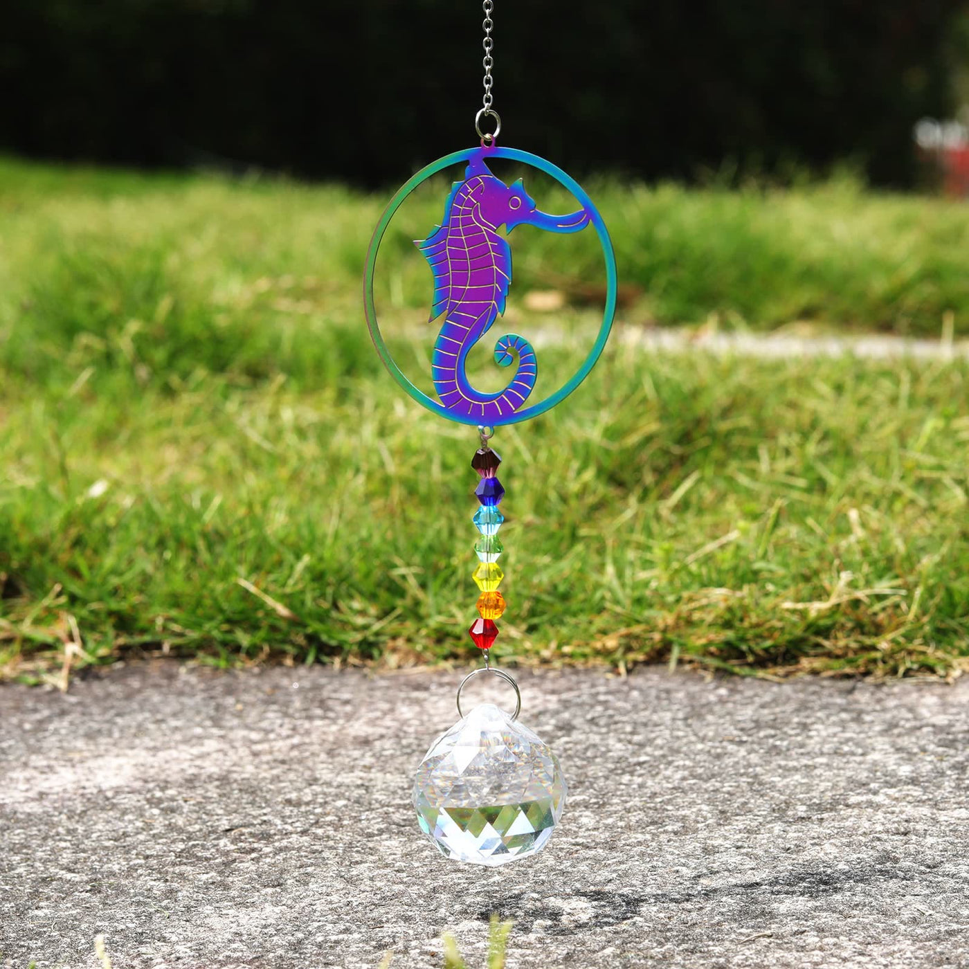 Olivenorma Clear Crystal Hanging Chakra Beads Wind Chime Suncatcher