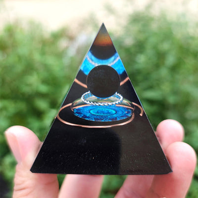 Olivenorma Obsidian Sphere Energy Orgone Pyramid