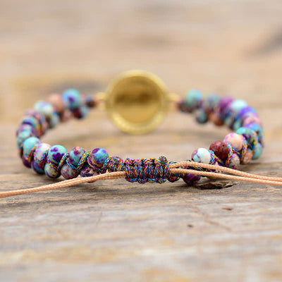 Olivenorma Opal Double Layer Purple Emperor Stone Braided Bracelet