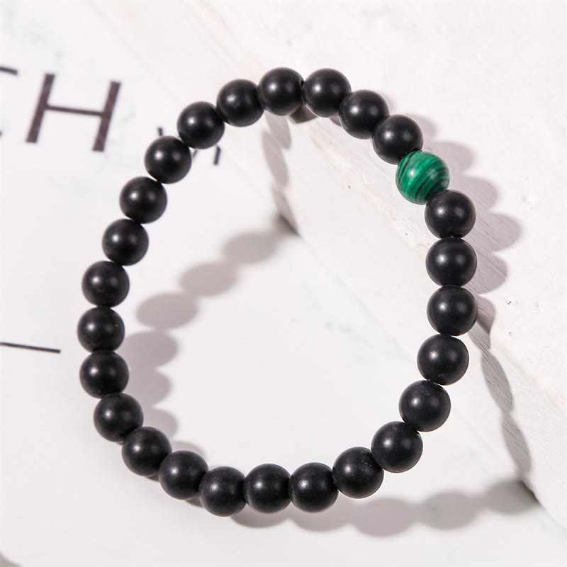 Olivenorma 8mm Malachite Black Onyx Beaded Bracelet