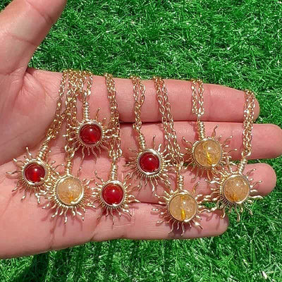 Olivenorma "Catch the sun's rays" - Wire Wrapped Sun Necklace