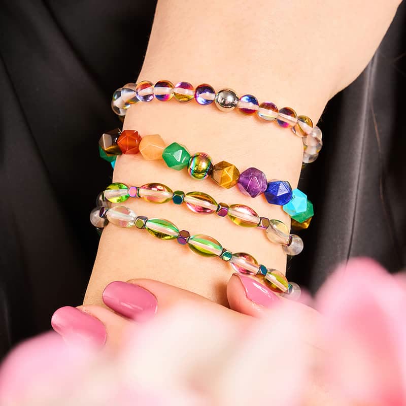 Olivenorma Multicolor Crystal Glass Bead Bracelet