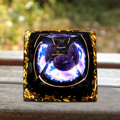 Olivenorma Black Tourmaline Amethyst Orgone Pyramid