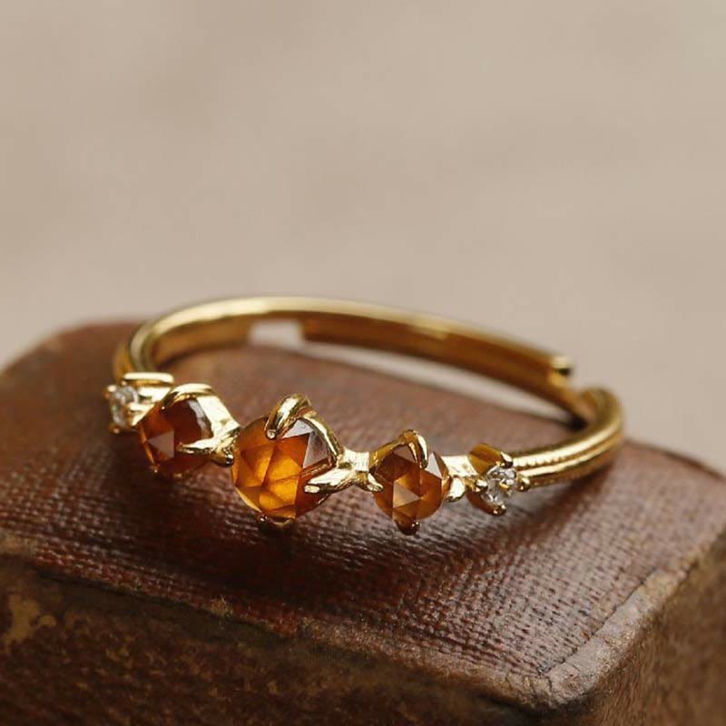 Olivenorma Adjustable Orange Garnet Ring