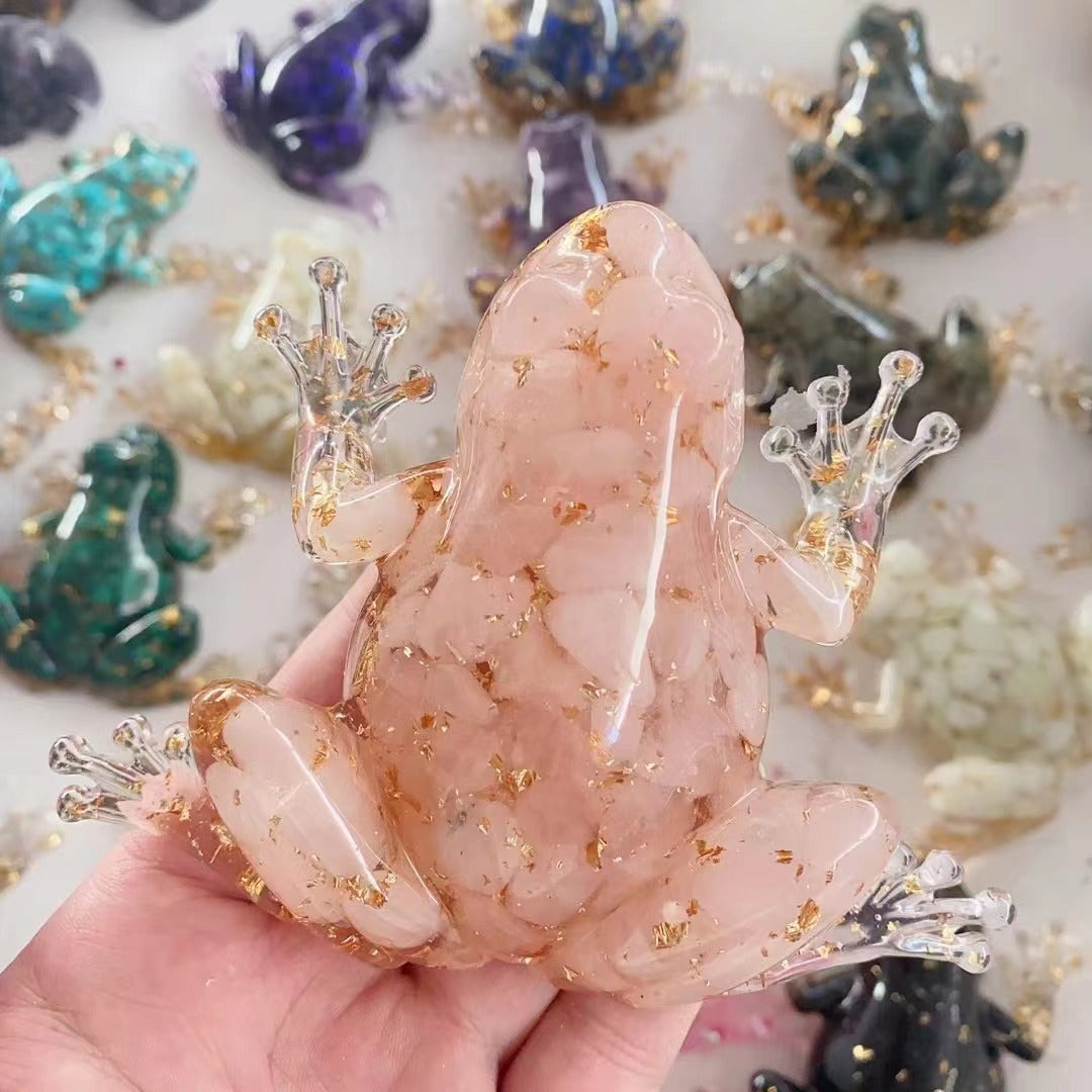 Olivenorma Crystal Resin Frog Ornament Gemstone Decoration