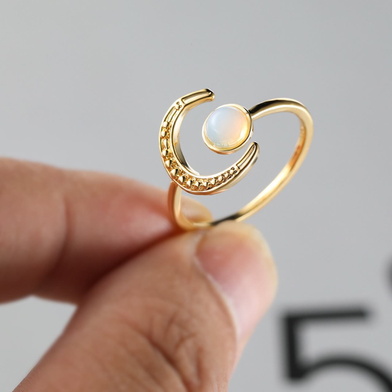 Olivenorma Moon Sun Accessory Moonstone Open Ring