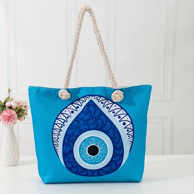 Olivenorma Blue Evil Eye Women Beach Tote Bag