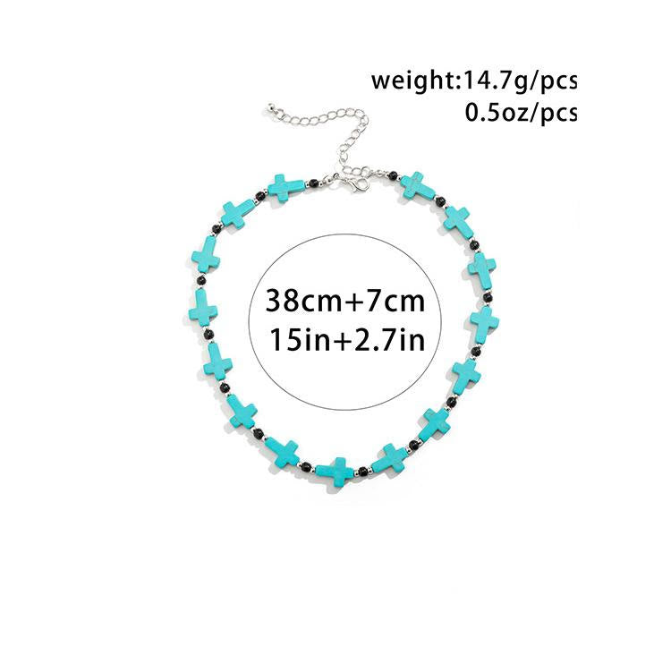 Olivenorma Turquoise Cross Strand Necklace