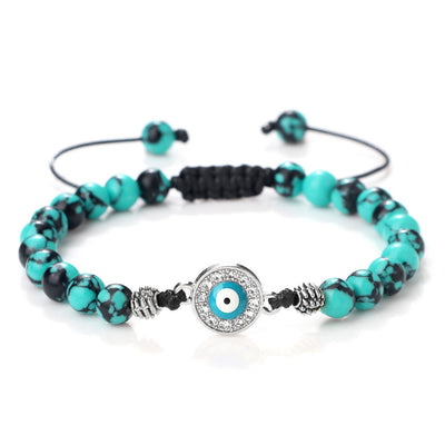 Olivenorma 6mm Natural Stone Zircon Beads Evil Eye Bracelet