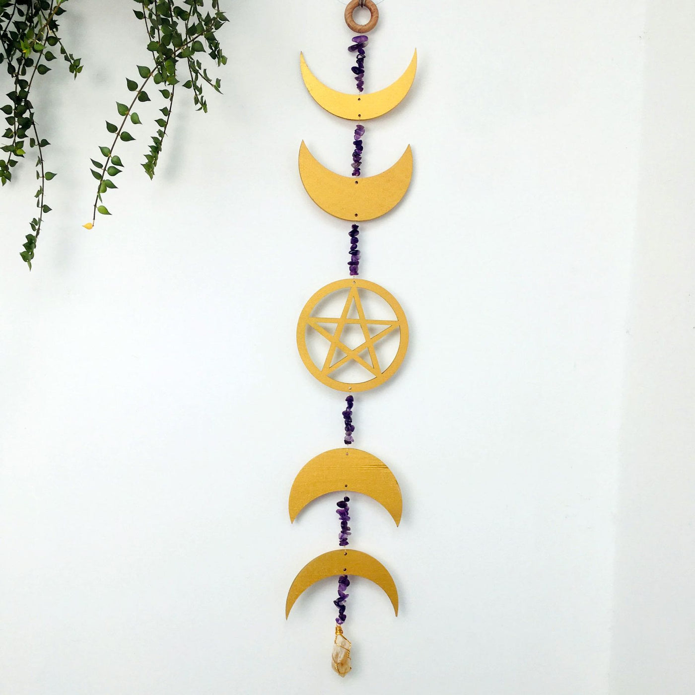 Olivenorma Amethyst Gravel Pentagram Moon Phase Wall Decor