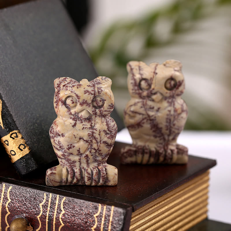 Olivenorma Owl Grass Flower Stone Ornament