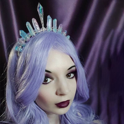 Olivenorma Pink Blue Titanium Quartz Crown with Crystal Centrepiece