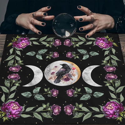 Olivenorma Raven & Flowers Alter Cloth Tarot Tablecloth