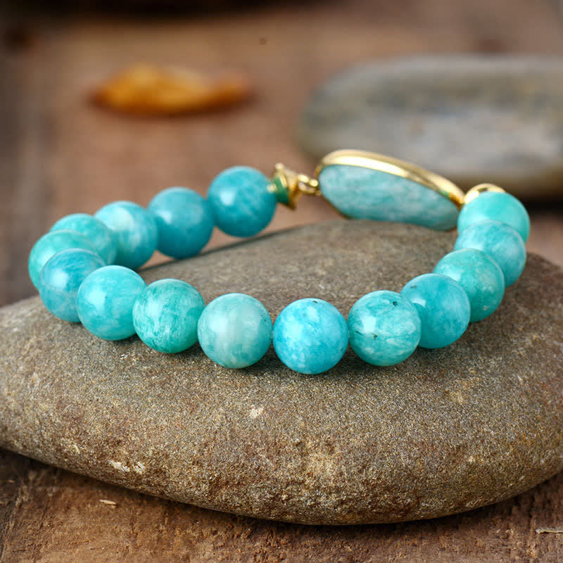 Olivenorma Natural 10mm Amazonite Beaded Bracelet