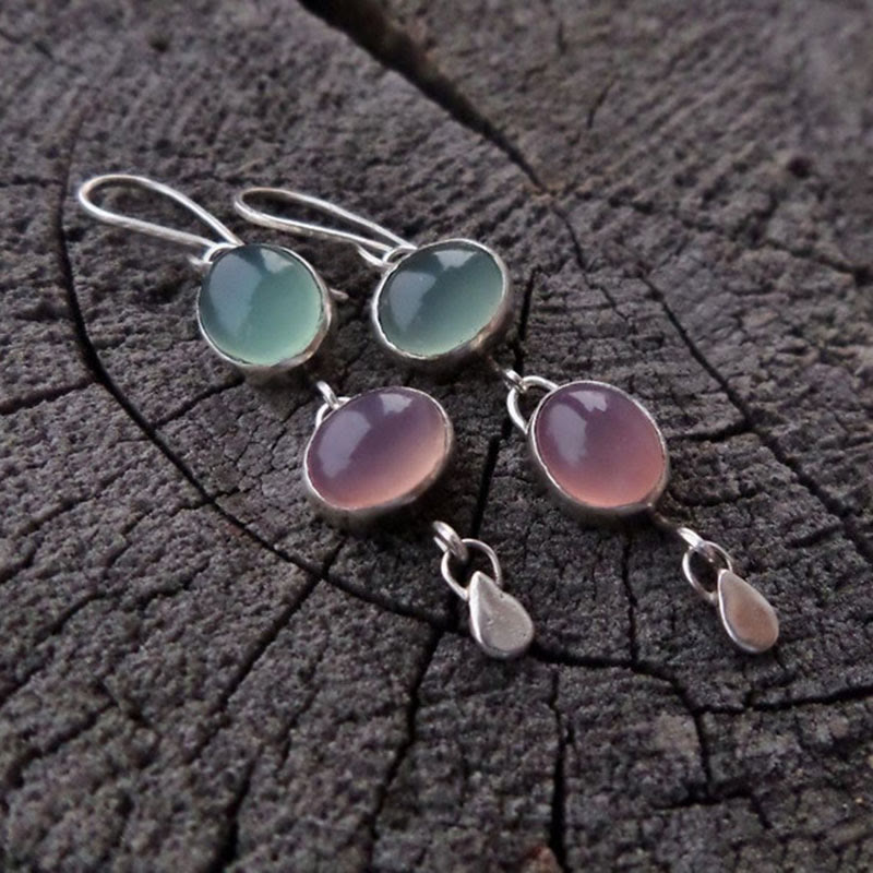 Olivenorma Pink And Green Cat's Eye Stone Witch Earrings